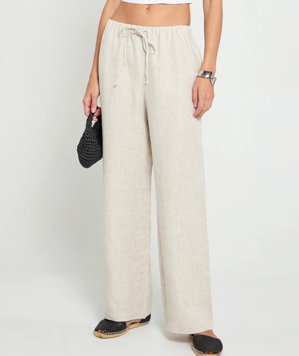 New $147 Caara Paloma oatmeal linen pants sz S
